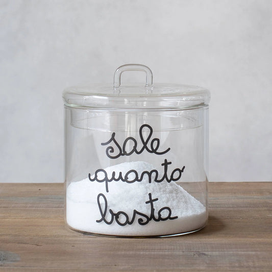 Barattolo in vetro borosilicato decoro Sale quanto basta