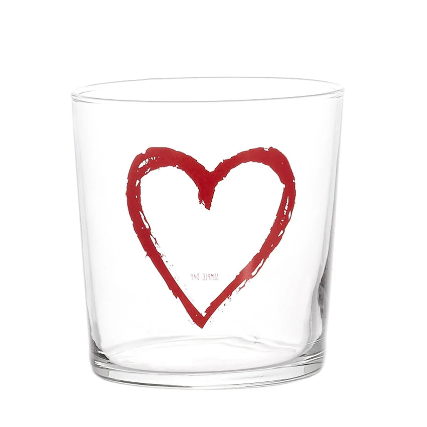 Set 6 Bicchieri acqua Cuore Graffiti Rosso