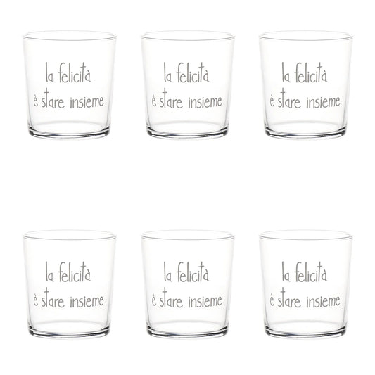 Set 6 Bicchieri acqua La felicità è stare insieme