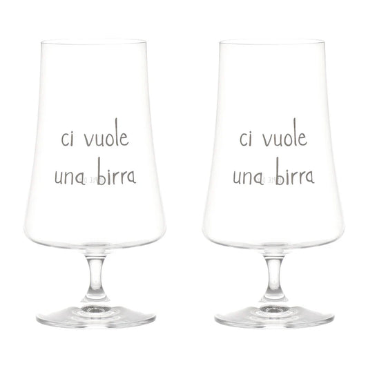 Set 2 Bicchieri birra decoro Ci vuole una birra