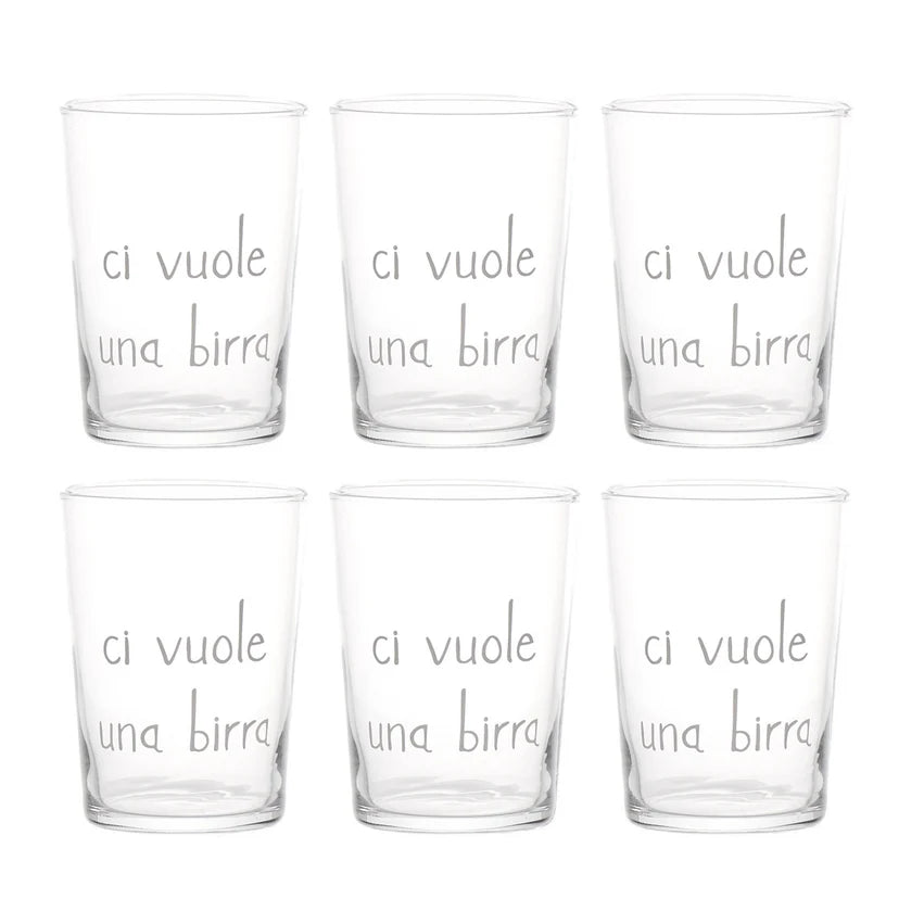 Set 6 Bicchieri birra decoro Ci vuole una birra