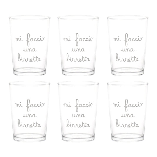 Set 6 Bicchieri birra Mi faccio una birretta