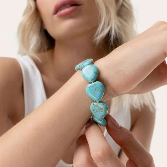 Bracciale Elastico Cuori Turchese