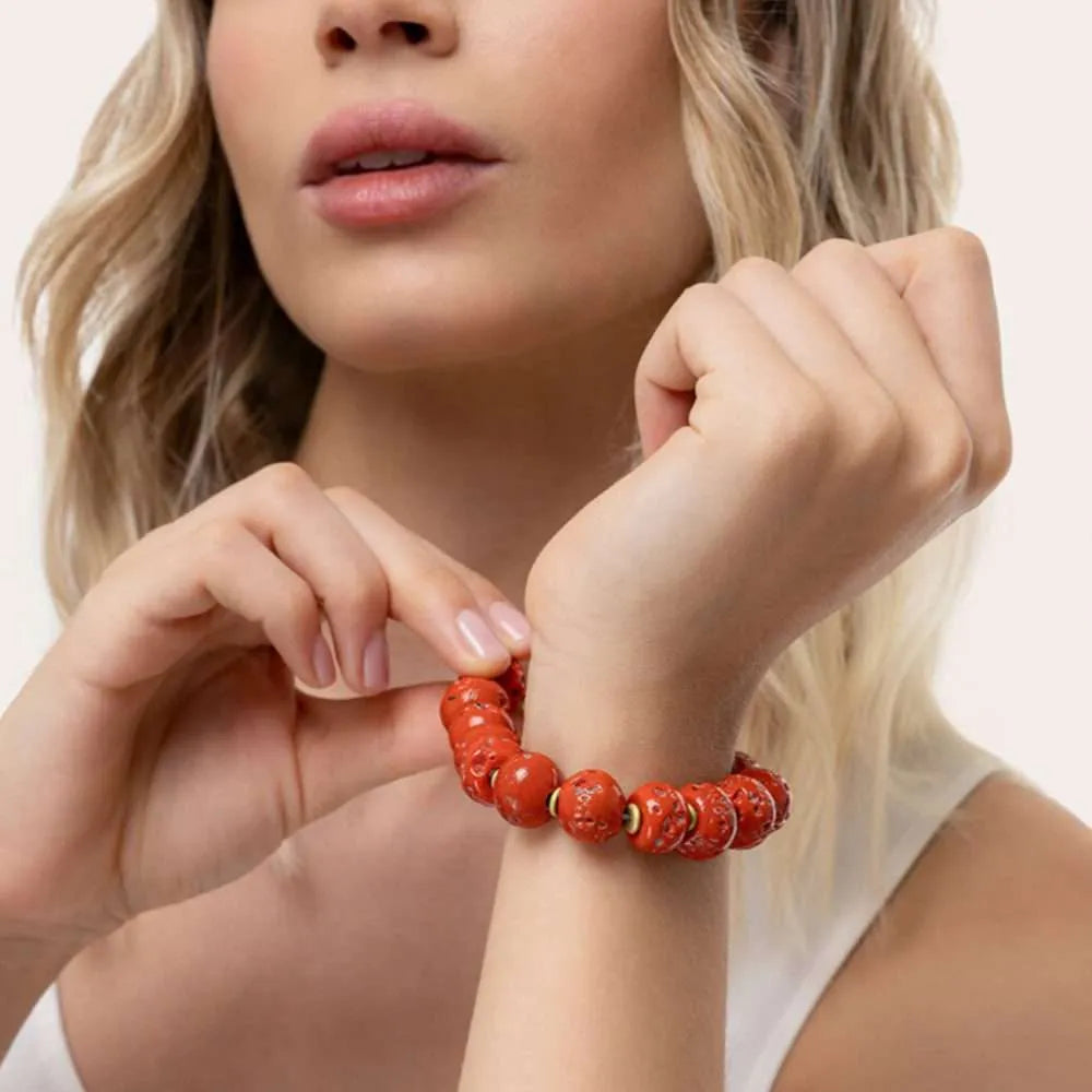 Bracciale Elastico Sfere Corallo