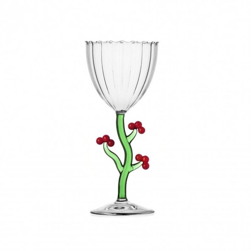 Calice in Vetro con Agrifoglio Botanica Christmas Ichendo
