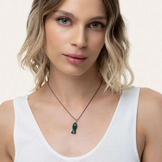 Collana Filo con Ciondolo Sardina Turchese Scuro