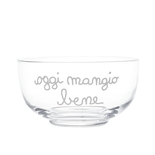 Insalatiera in vetro decoro&nbsp;Oggi Mangio Bene
