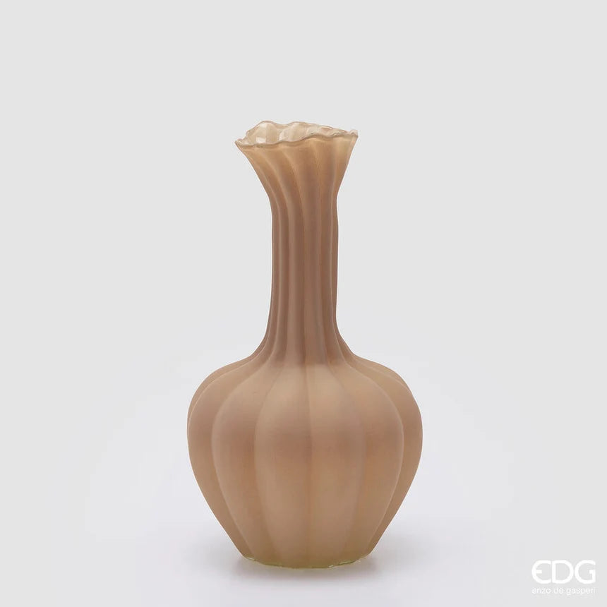 Vaso Flow Sinuoso H 31 Cm D 17 Cm Vetro Marrone Chiaro