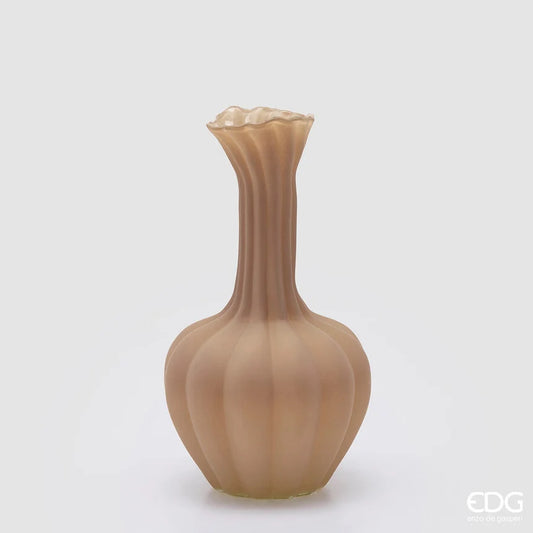 Vaso Flow Sinuoso H 31 Cm D 17 Cm Vetro Marrone Chiaro