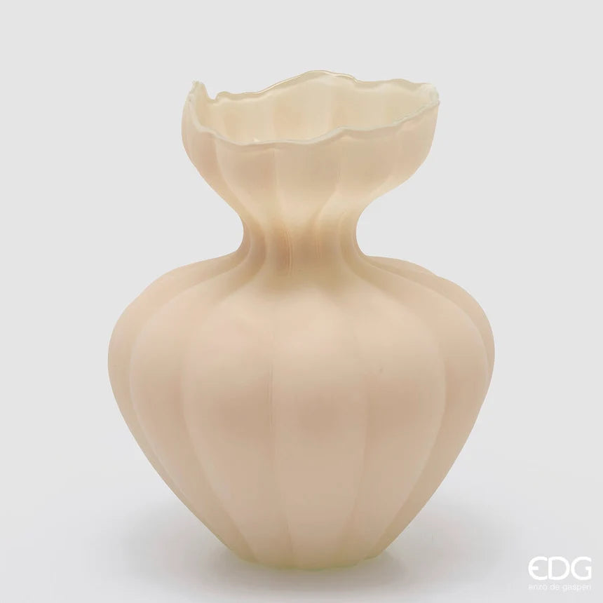 Vaso Flow Sinuoso H 31 Cm D 17 Cm  Vetro Marrone Chiaro