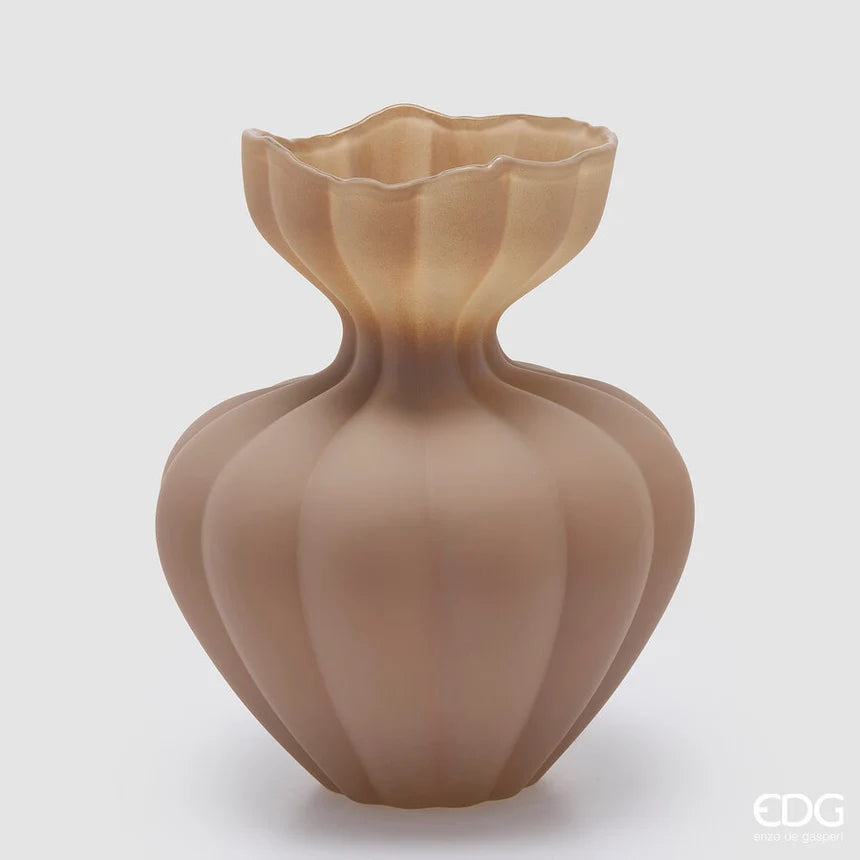 Vaso Flow Sinuoso H 32 Cm D 26 Cm Marrone Chiaro
