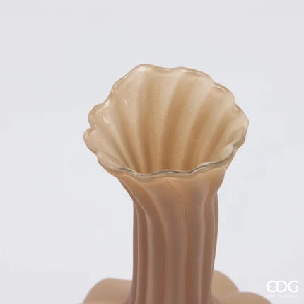 Vaso Flow Sinuoso H 31 Cm D 17 Cm Vetro Marrone Chiaro