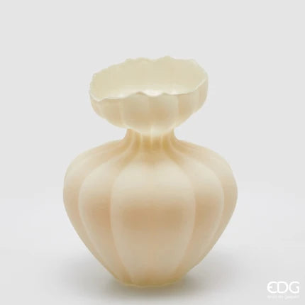 Vaso Flow Sinuoso H 31 Cm D 17 Cm  Vetro Marrone Chiaro