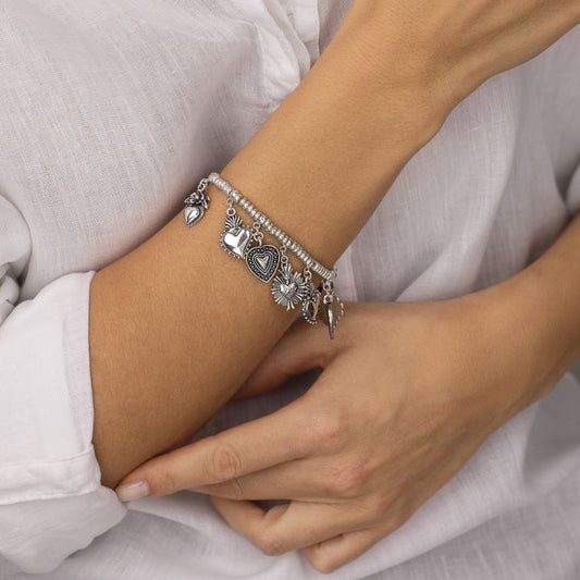 BRACCIALE ELASTICO PENDENTI CUORI SACRI