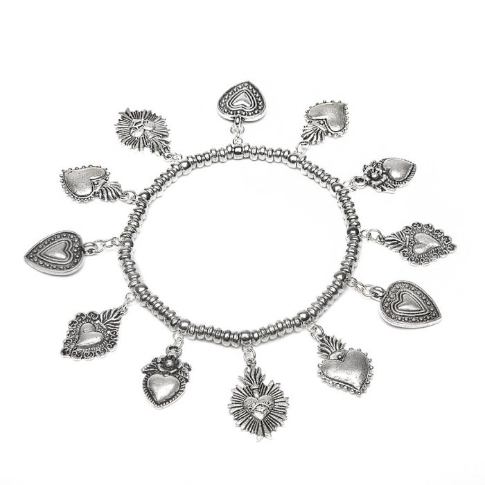BRACCIALE ELASTICO PENDENTI CUORI SACRI