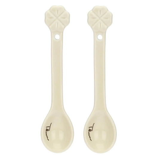 Set 2 Cucchiaini Quadrifoglio Avorio