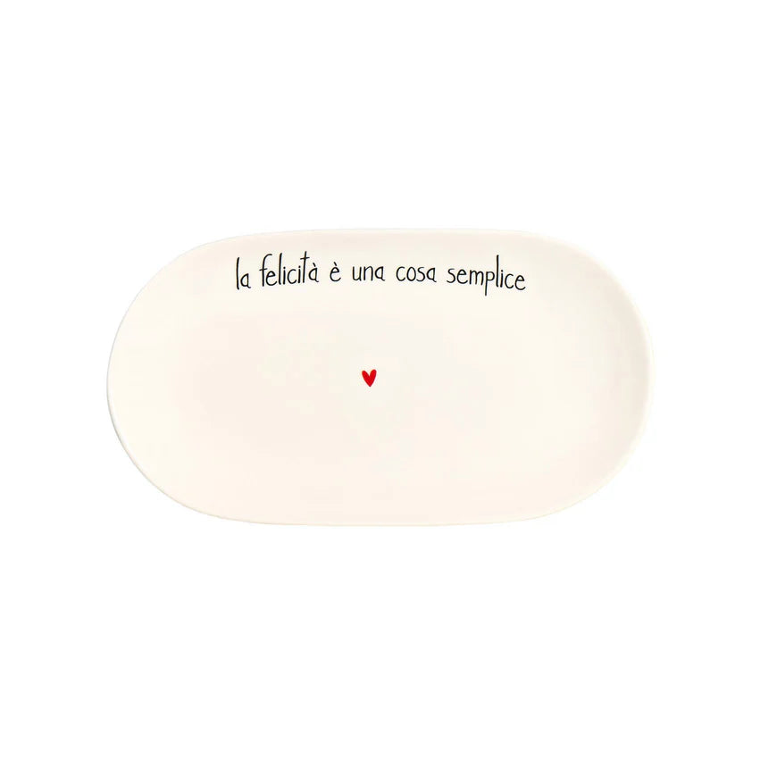 Piatto Ovale Fondo 25Cm La Felicita' E' Una Cosa Semplice