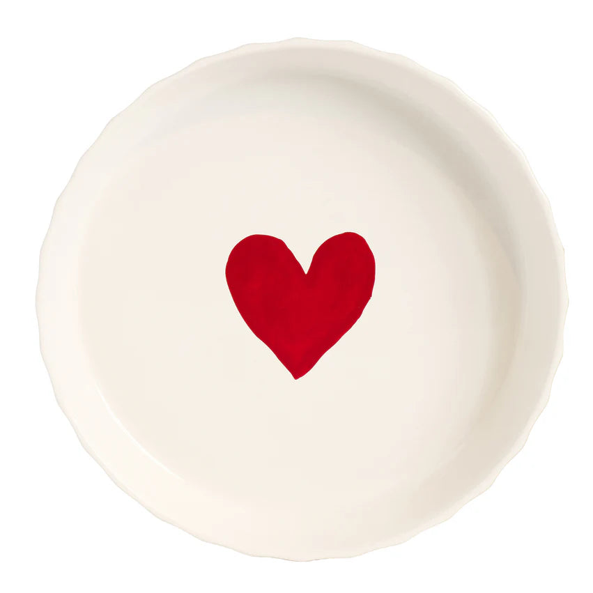 Tortiera in gres decoro Cuore acquerello