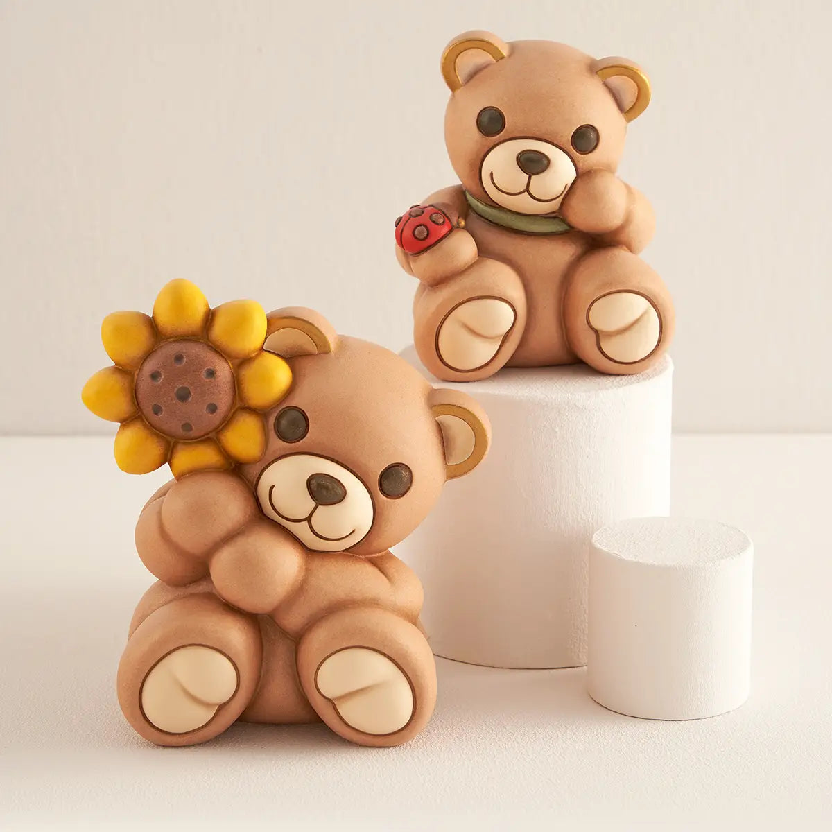 Teddy con girasole in ceramica, grande