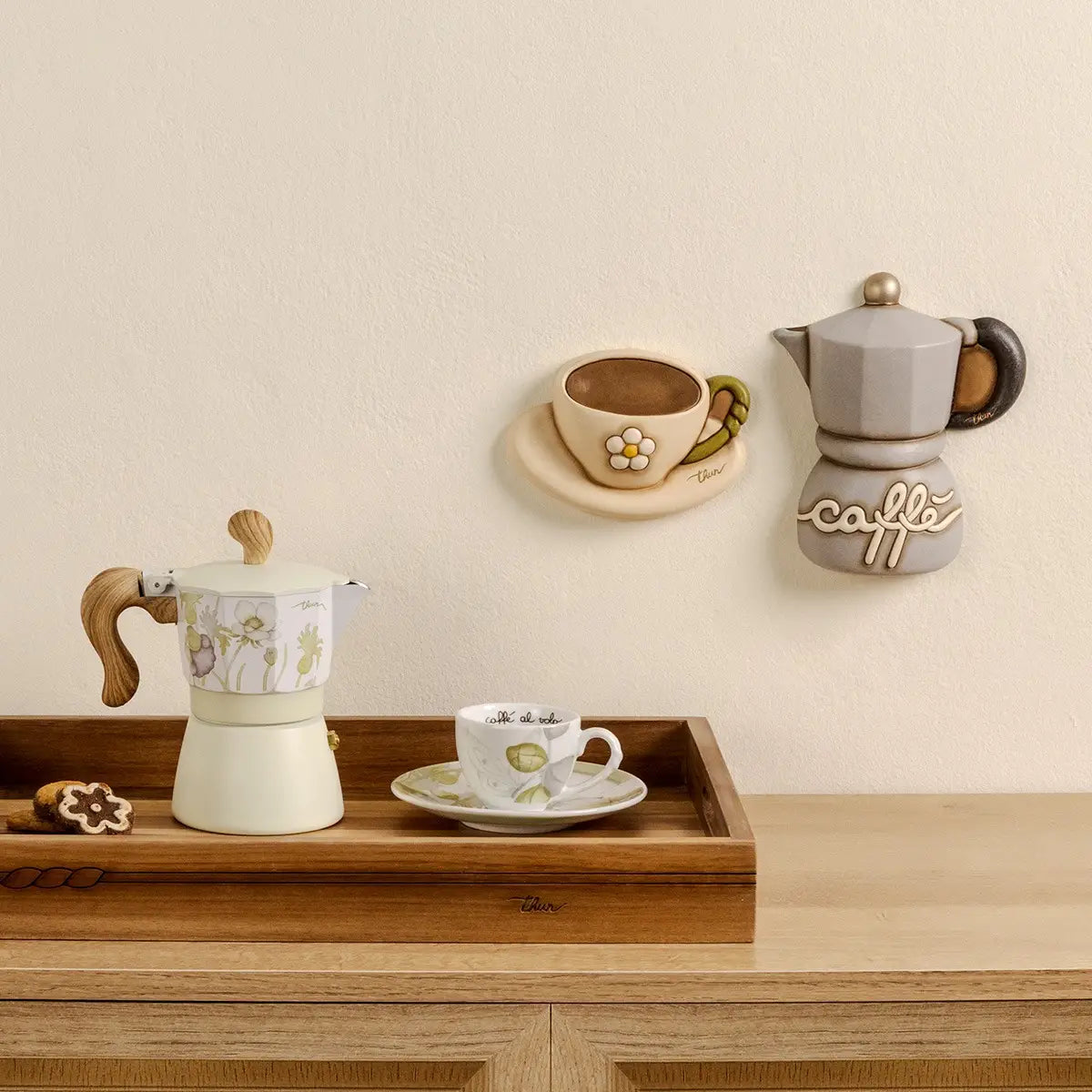 Decorazione da parete caffettiera in ceramica Country Bloom, media