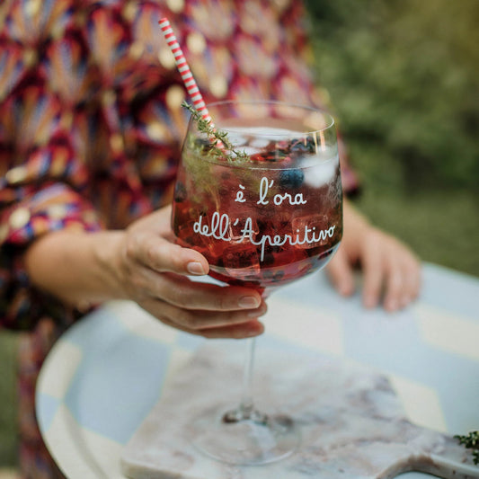 Set 2 calici cocktail decoro E' l'ora dell'aperitivo