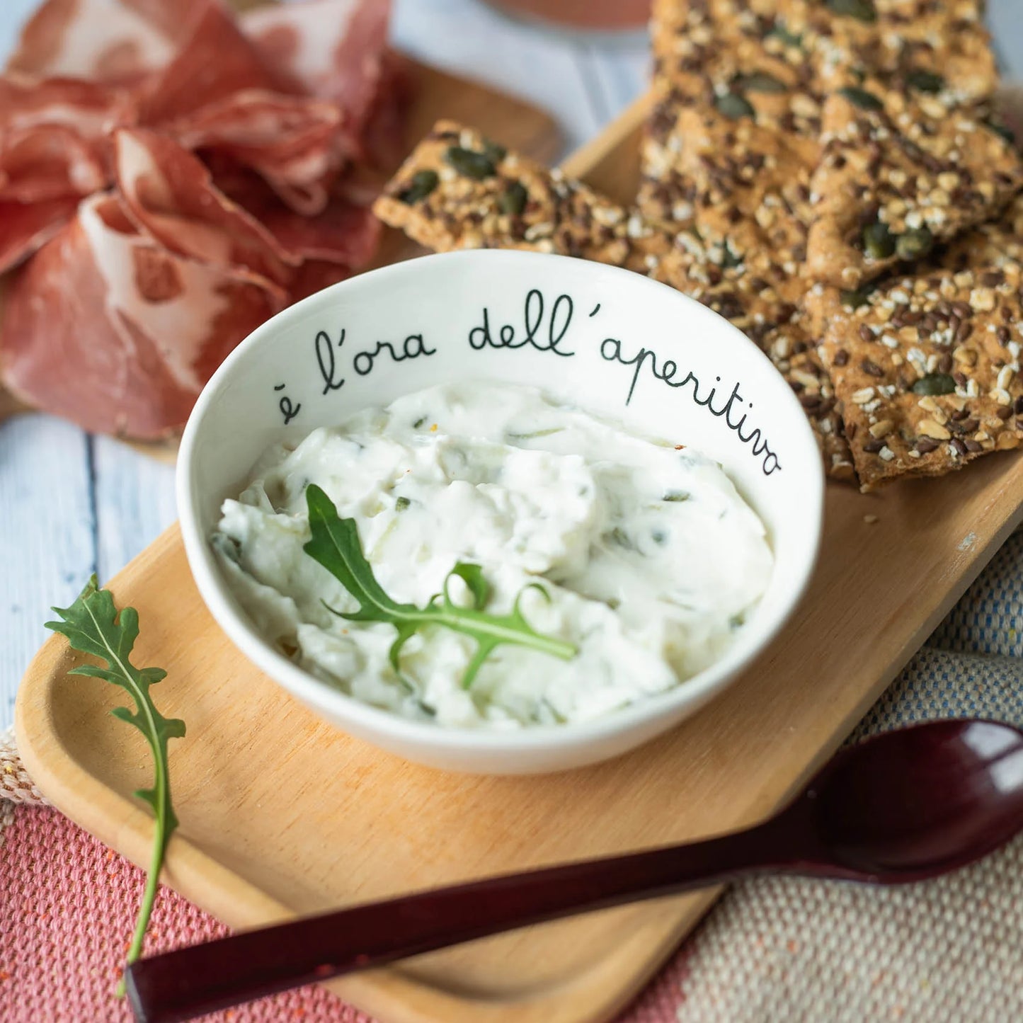 Set 2 Coppette in gres decoro E' l'ora dell'aperitivo