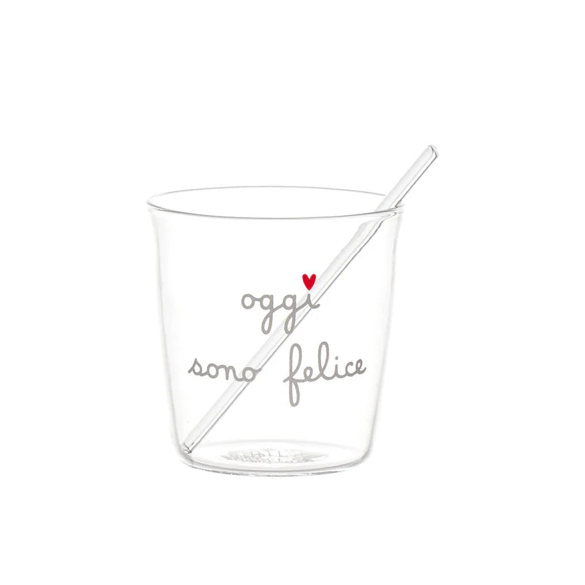Set 4 bicchierini espresso Oggi sono felice in bianco