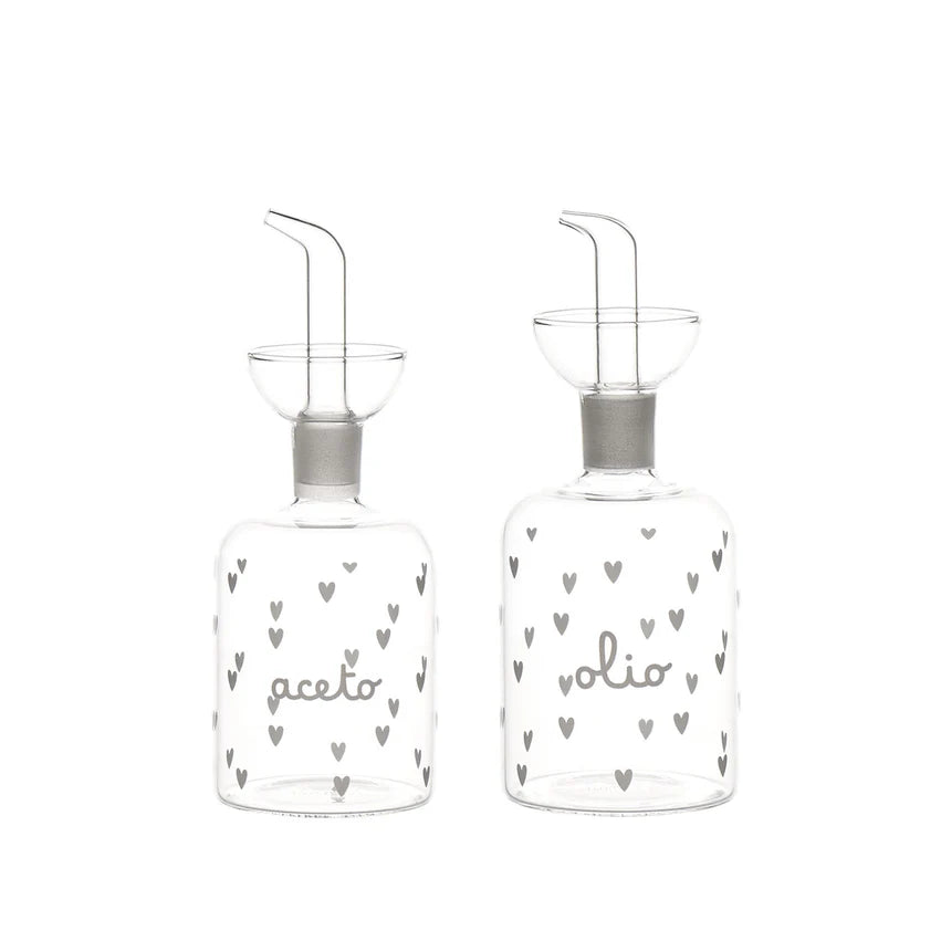 Set 2 Bottiglie Olio - Aceto Cuori 2x250ml