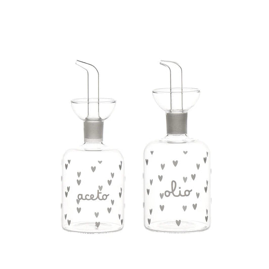 Set 2 Bottiglie Olio - Aceto Cuori 2x250ml