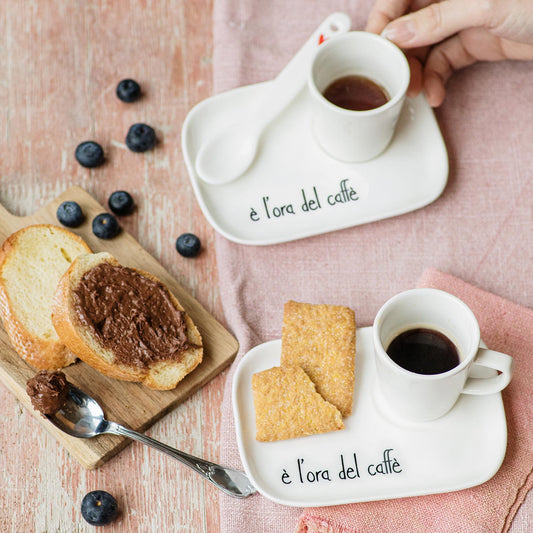 Set 2 Piattini per Tazze Espresso E' l'ora del caffè