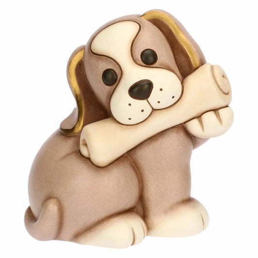 Cane Todo con giornale in ceramica, grande