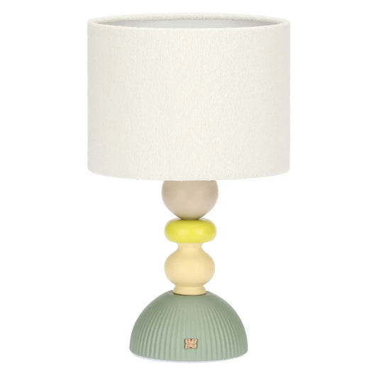 Lampada in porcellana, verde e gialla