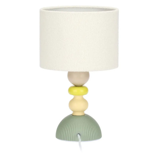 Lampada in porcellana, verde e gialla