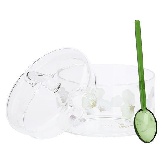 Formaggiera con cucchiaino in vetro Bloom