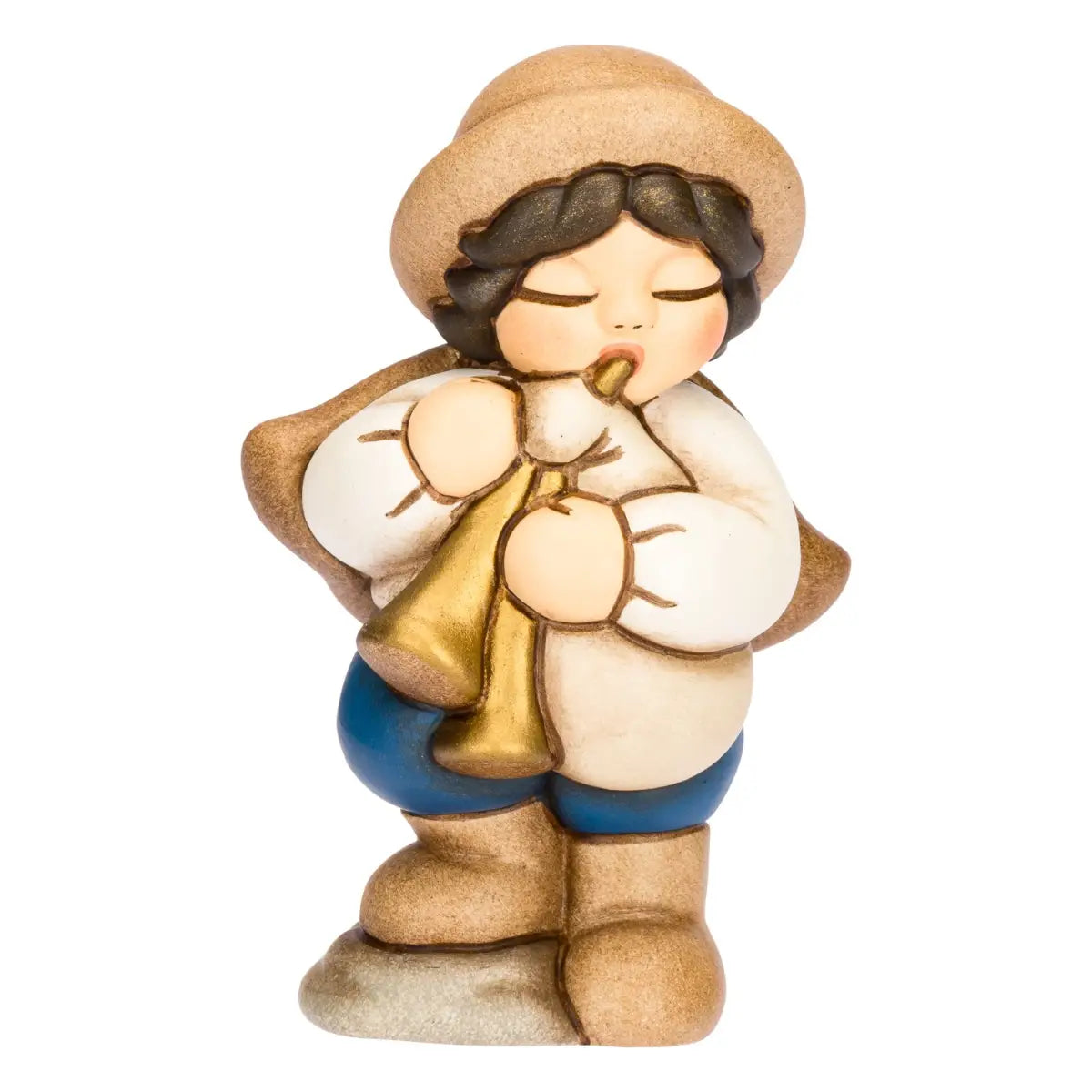 Zampognaro in ceramica Presepe Classico, Blu