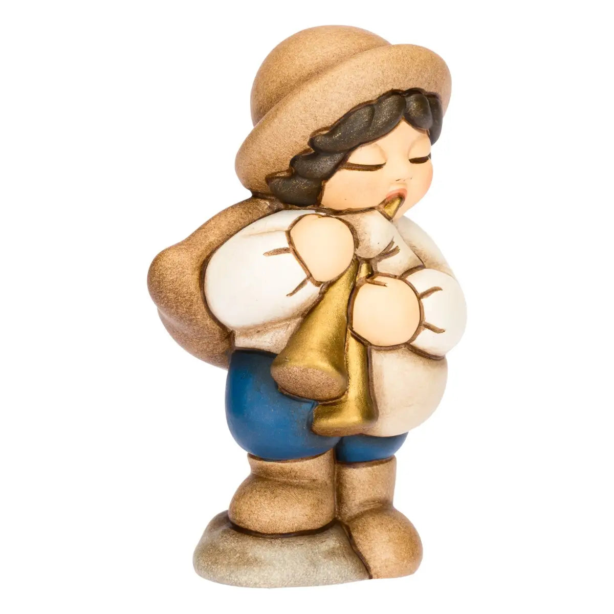 Zampognaro in ceramica Presepe Classico, Blu