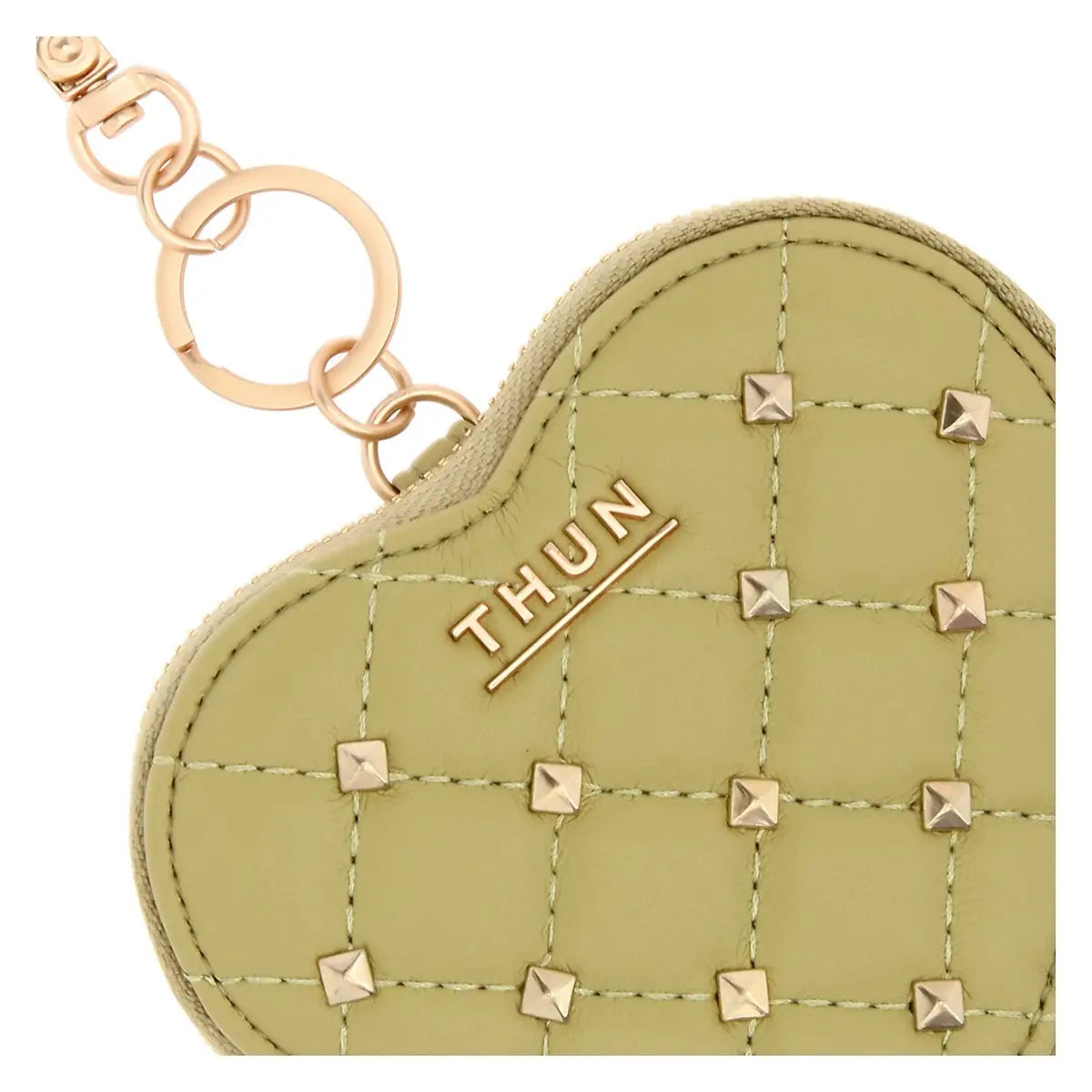 Portachiavi astuccio cuore con borchie, verde pistacchio