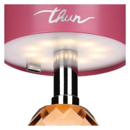 Lampada ricaricabile in cristallo, rosa e arancione