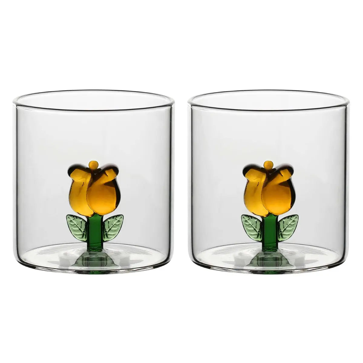 Set 2 bicchieri in vetro tulipano