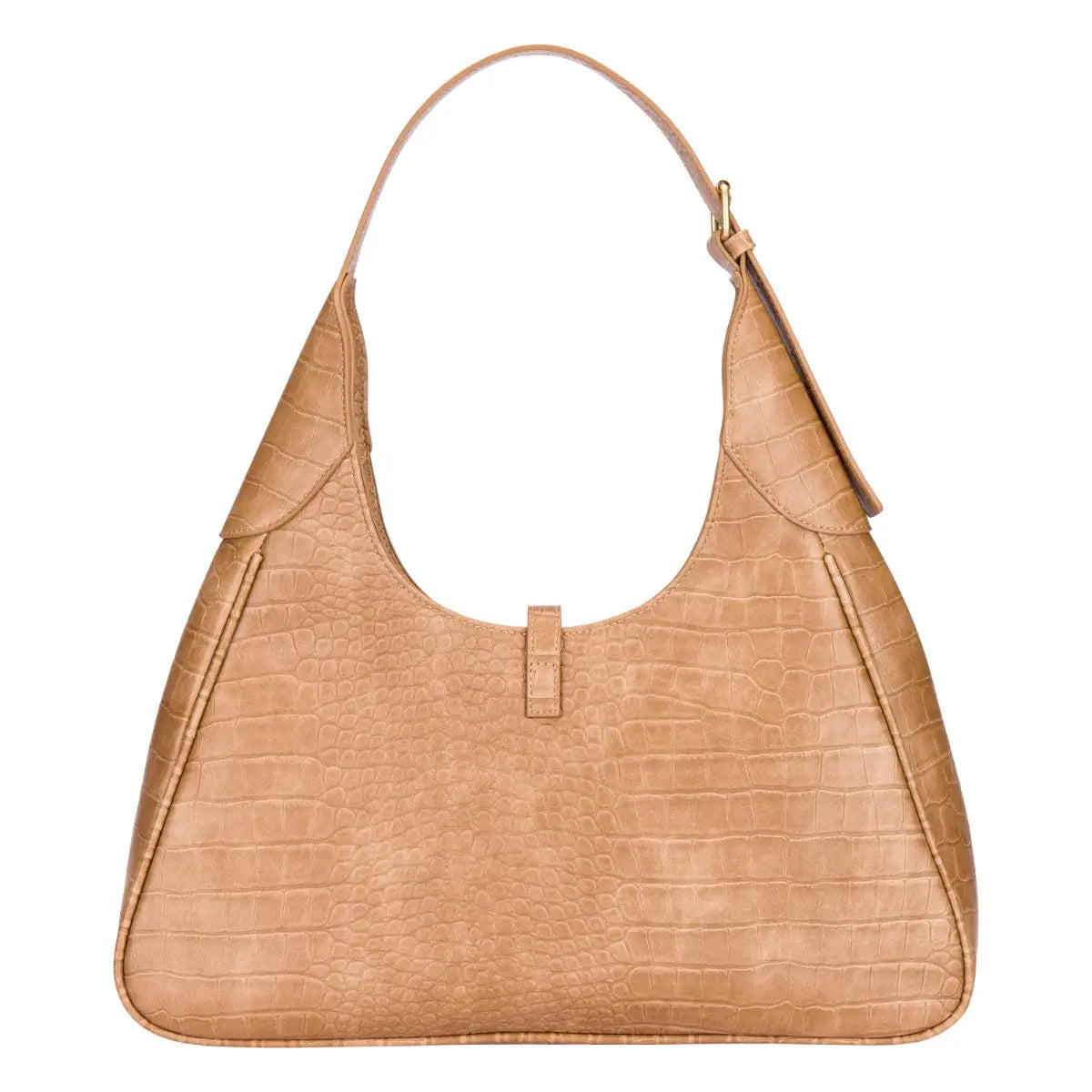 Borsa a spalla con stampa rettile, beige