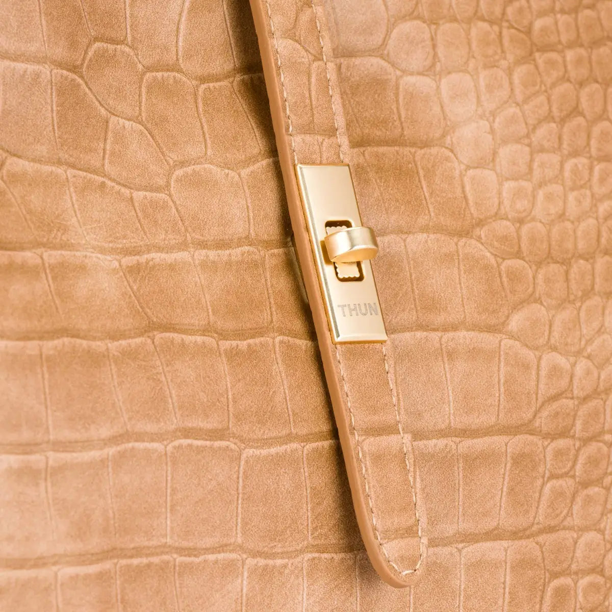 Borsa a spalla con stampa rettile, beige