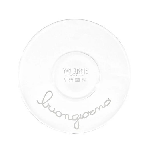 Set 2 tazzine espresso con piattino in vetro borosilicato decoro Caffè Bungiorno