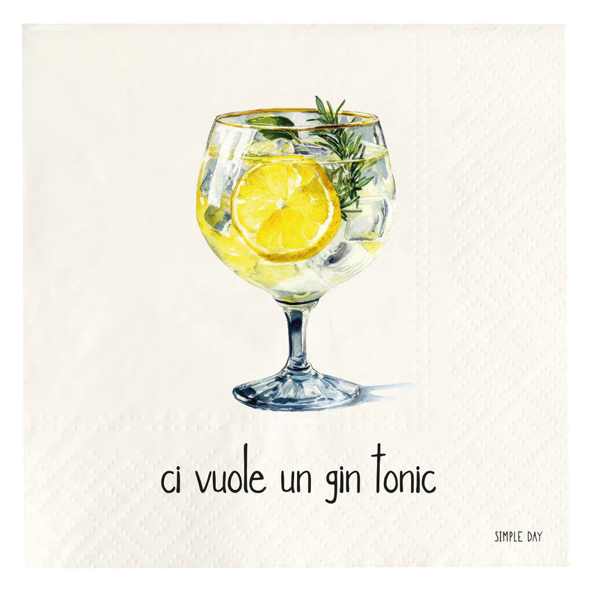 Set 20 tovaglioli in carta Ci vuole un gin tonic