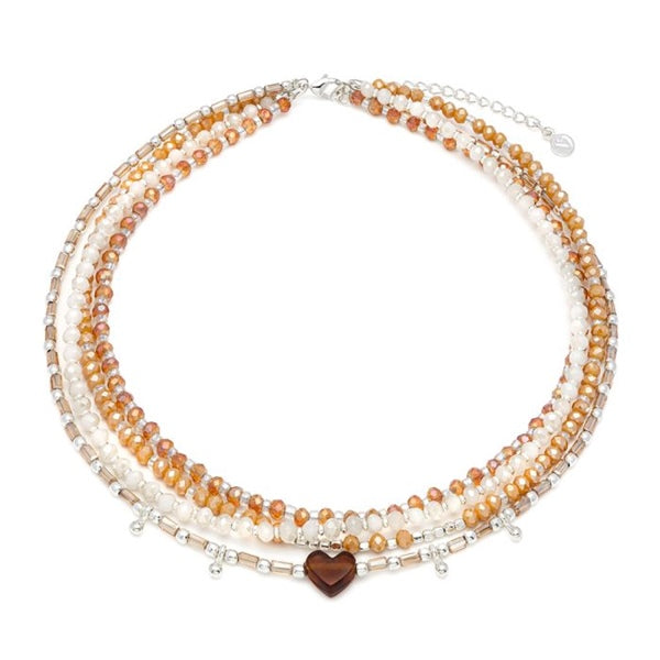 Collana multifili mix Crystal colore pesca