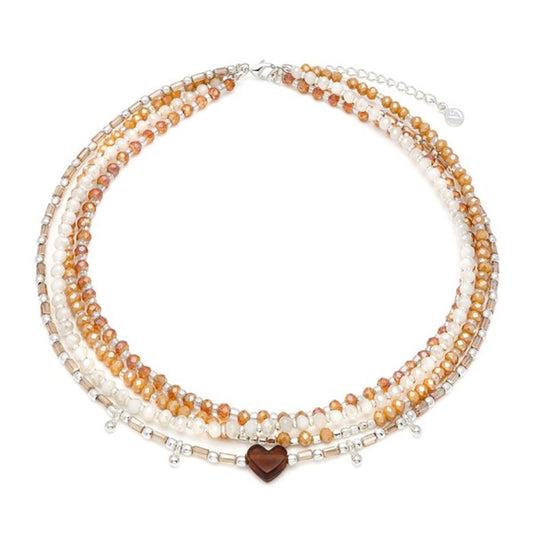 Collana multifili mix Crystal colore pesca